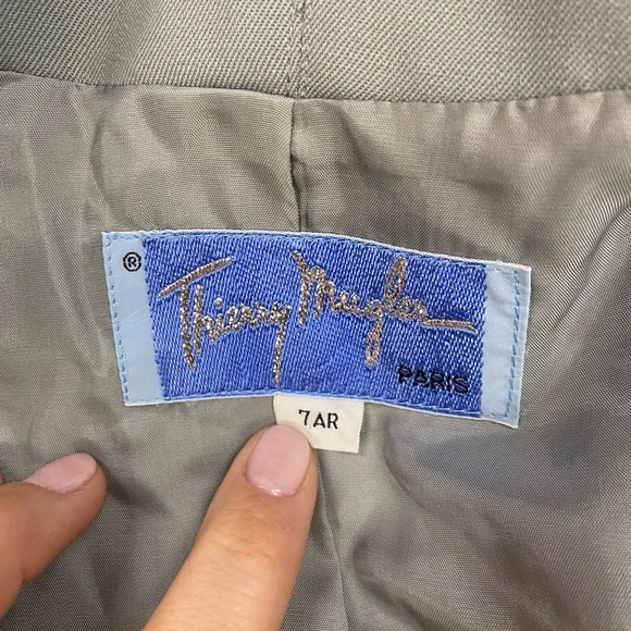 THIERRY MUGLER Vintage Seafoam Wool Structured Blazer - Picture 8 of 14